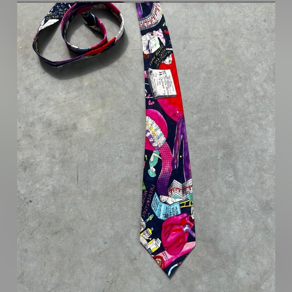 Nicole Miller Multicolor Artistic Medical Silk Tie